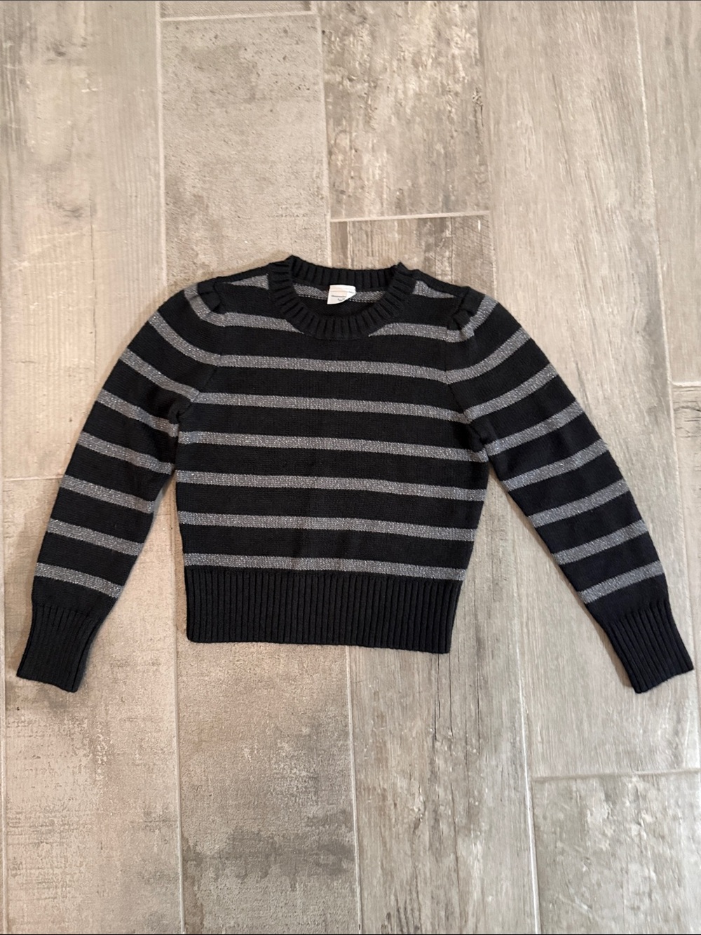 abercrombie kids Black and Gray Striped Crewneck Sweater
